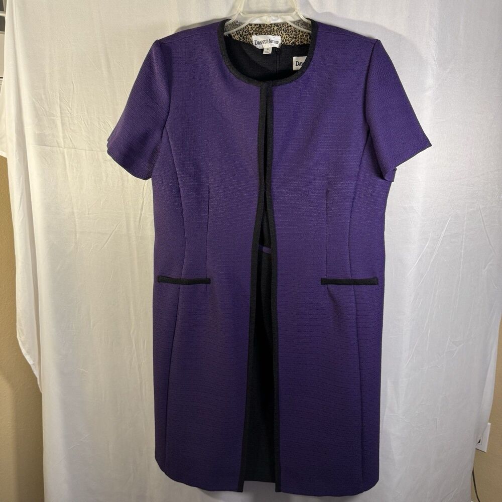 Danny & Nicole Women’s Size 16 Purple Black Dress & Short Sleeve Jacket 2 Piece - Picture 2 of 16